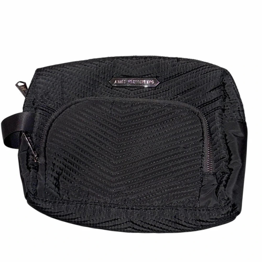 Aimee Kestenberg Quilted Black Cosmetic Bag Makeup Case Toiletries Bag